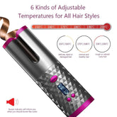 USB Rechargeable Cordless Auto-Rotating Ceramic Portable Women&