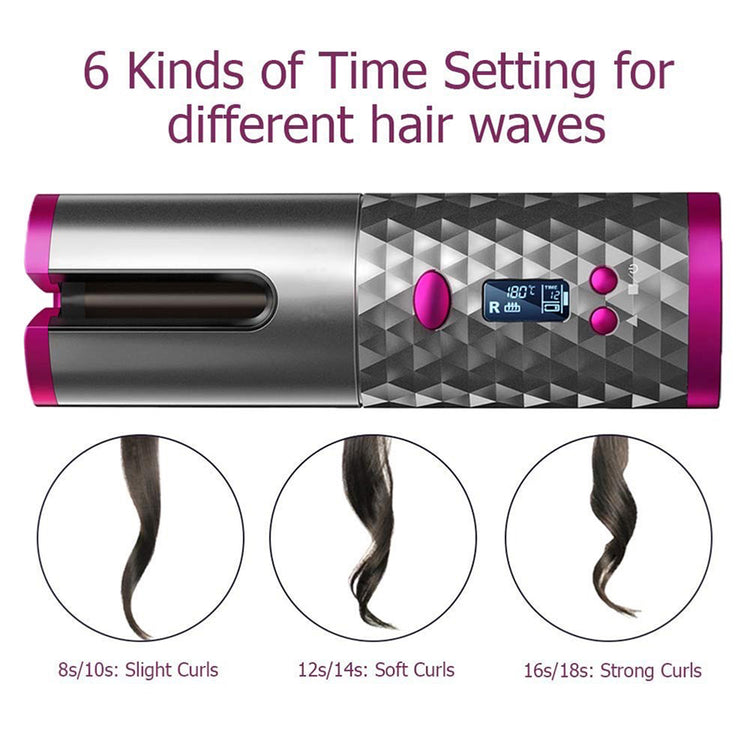 USB Rechargeable Cordless Auto-Rotating Ceramic Portable Women&