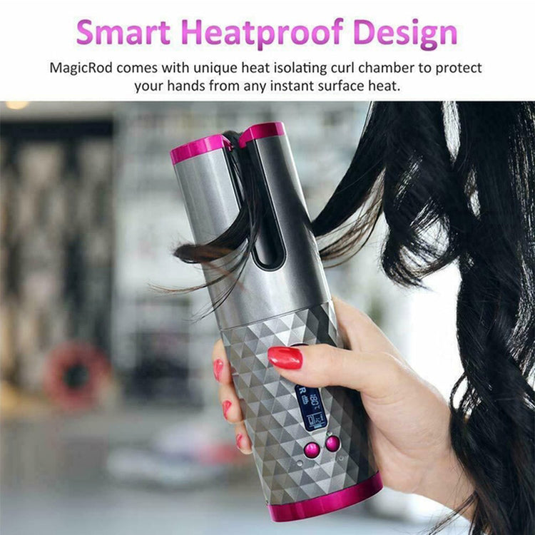 USB Rechargeable Cordless Auto-Rotating Ceramic Portable Women&
