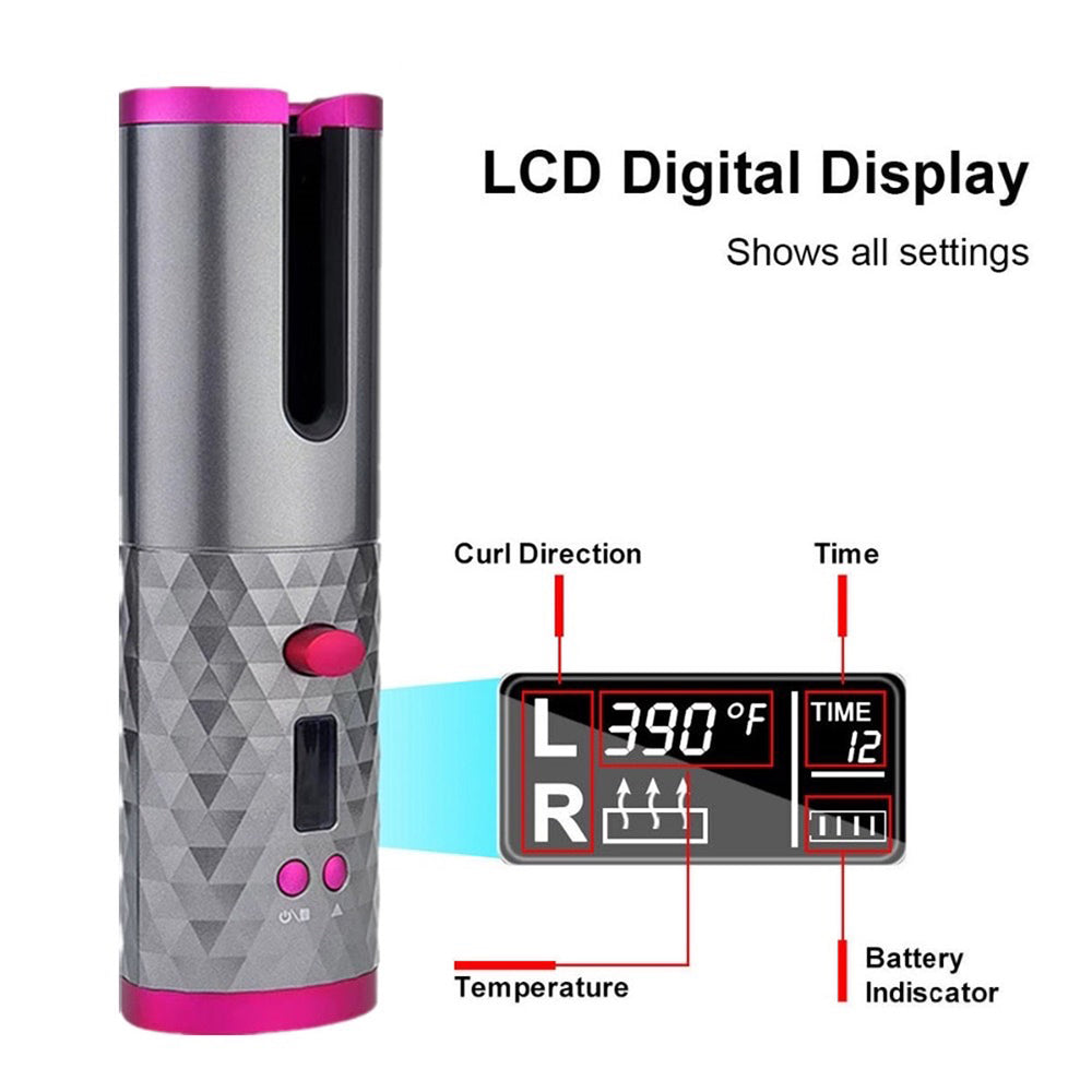 USB Rechargeable Cordless Auto-Rotating Ceramic Portable Women&
