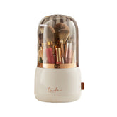 360° Rotating Compartment Dustproof Makeup Brushes Storage Organizer